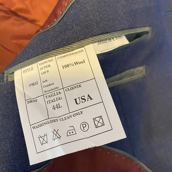 New Piranha Wool Blazer Men 44Long Hand Tailored Blue Suit Jacket Coat Luxury - Picture 6 of 12